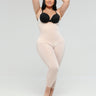 Full front view of plus sized model in white Full Body Shaper Buttock Lifter.