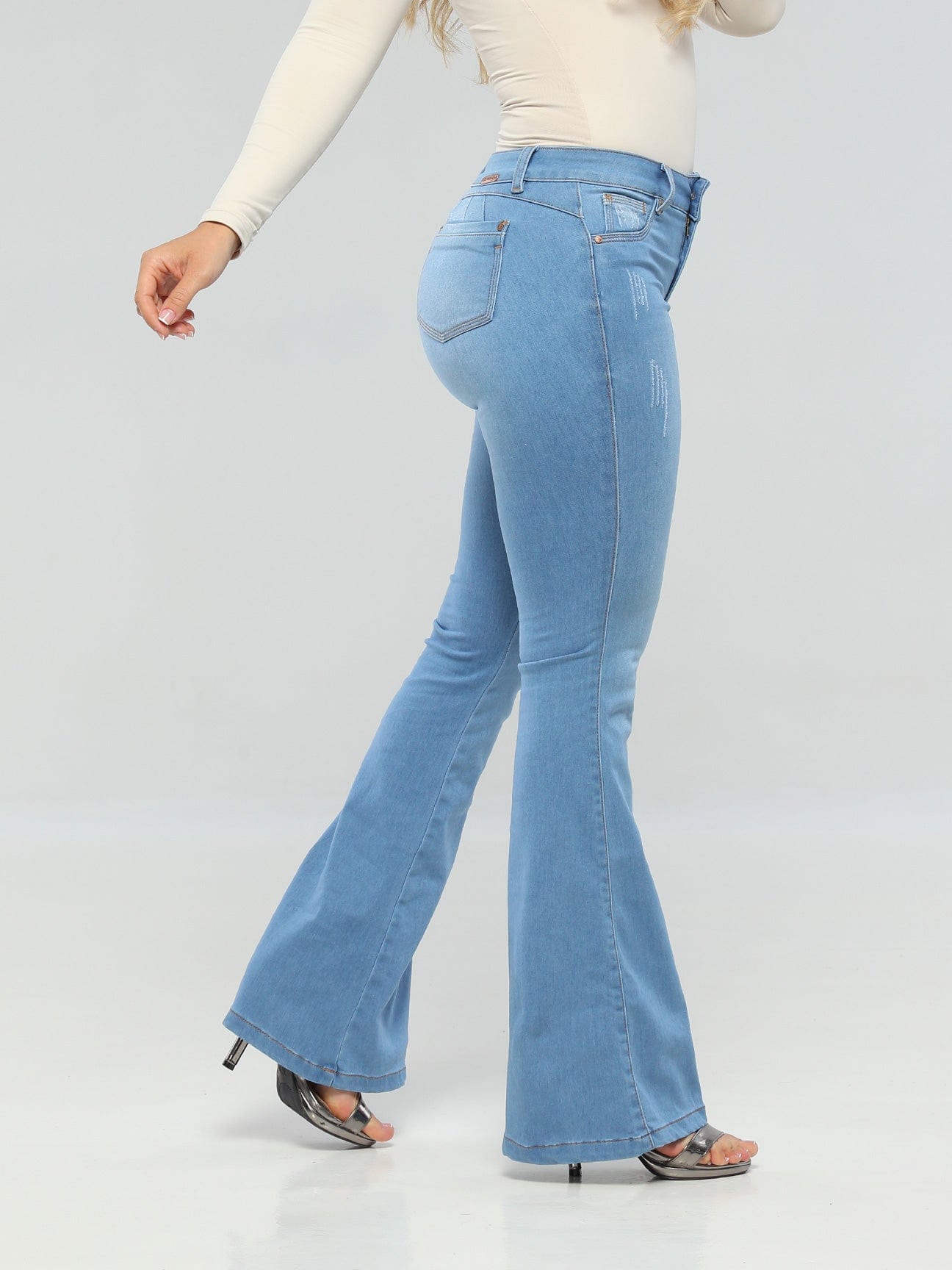 Draxy Colombia Mid Rise Wide Waistband Jean Push Up Butt Lift Jean