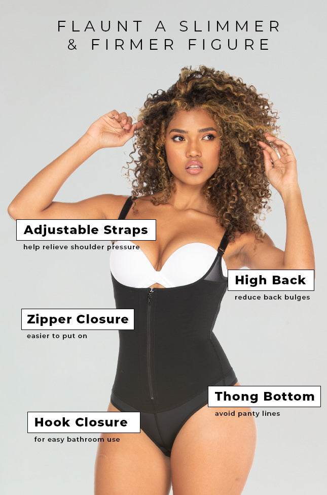 High Compression Zipper Bodysuit with Hooks NS018