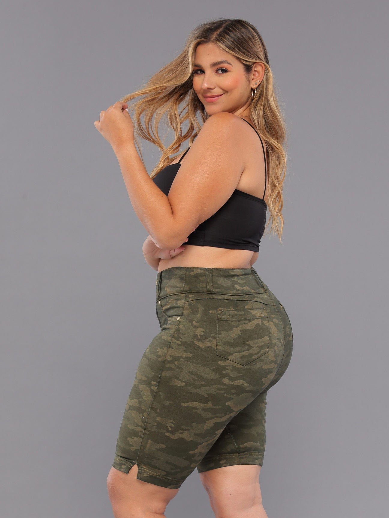 Soldier Girl Butt Lift Jean Bermuda Shorts 14216