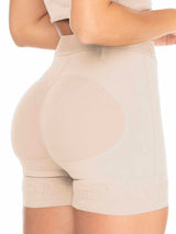 Lower back butt view of white high waist powernet butt lifter.