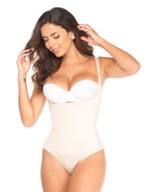 White colored body suit shaper with thong.