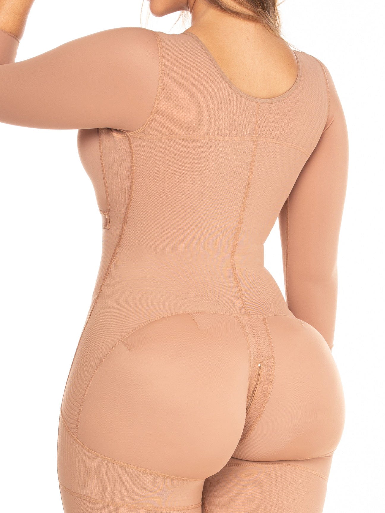 Back view of Full Body Faja with Sleeves and Two Hooks.