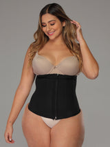 Strapless Waist Cincher Corset full body front view plus sized model.